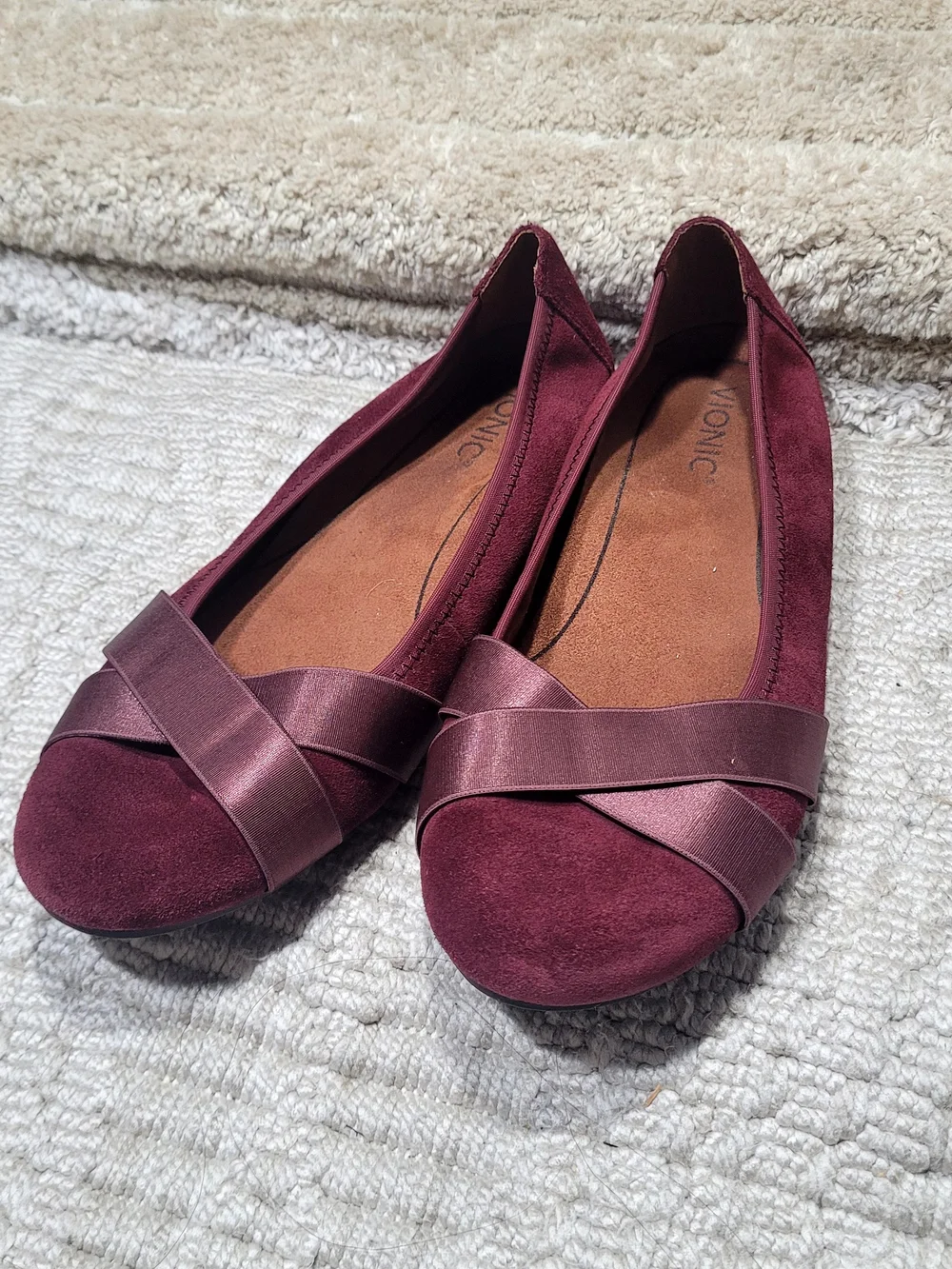 New Vionic Women's Spark Maria Ballet Flat Supportive Suede Shoes Size 9
